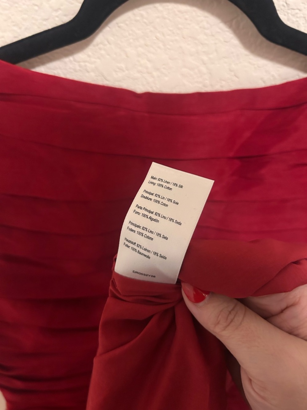 NWT Anthropologie Lovaan Val Linen Silk Pleated Midi Dress Red - Picture 9 of 9